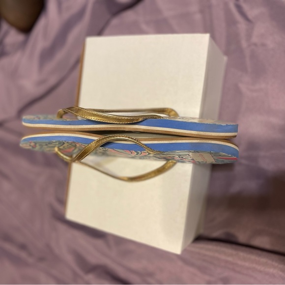 Lilly Pulitzer For Target Flip Flops Women's Sz 7 Floral Sandals - Picture 4 of 5